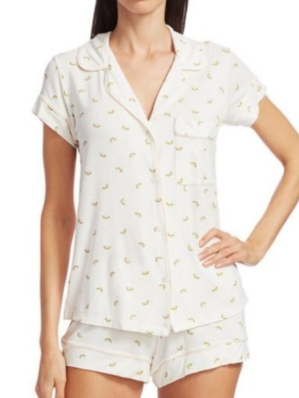 Eberjey Gisele Pajama Top Watermelon  Short Sleeve Button Front Size S